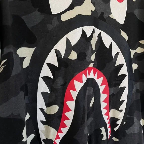 Bape City Camo Shark Polo - Black Camo - Size L - Like New with Tag